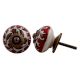 White Red Floral Painted Knob